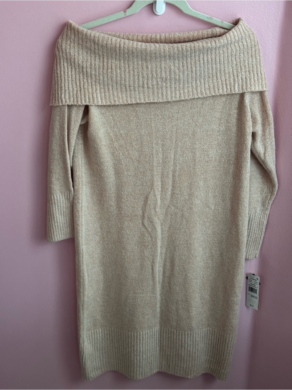 Liz Claiborne Cream Off-the-Shoulder Knit Dress Sweater